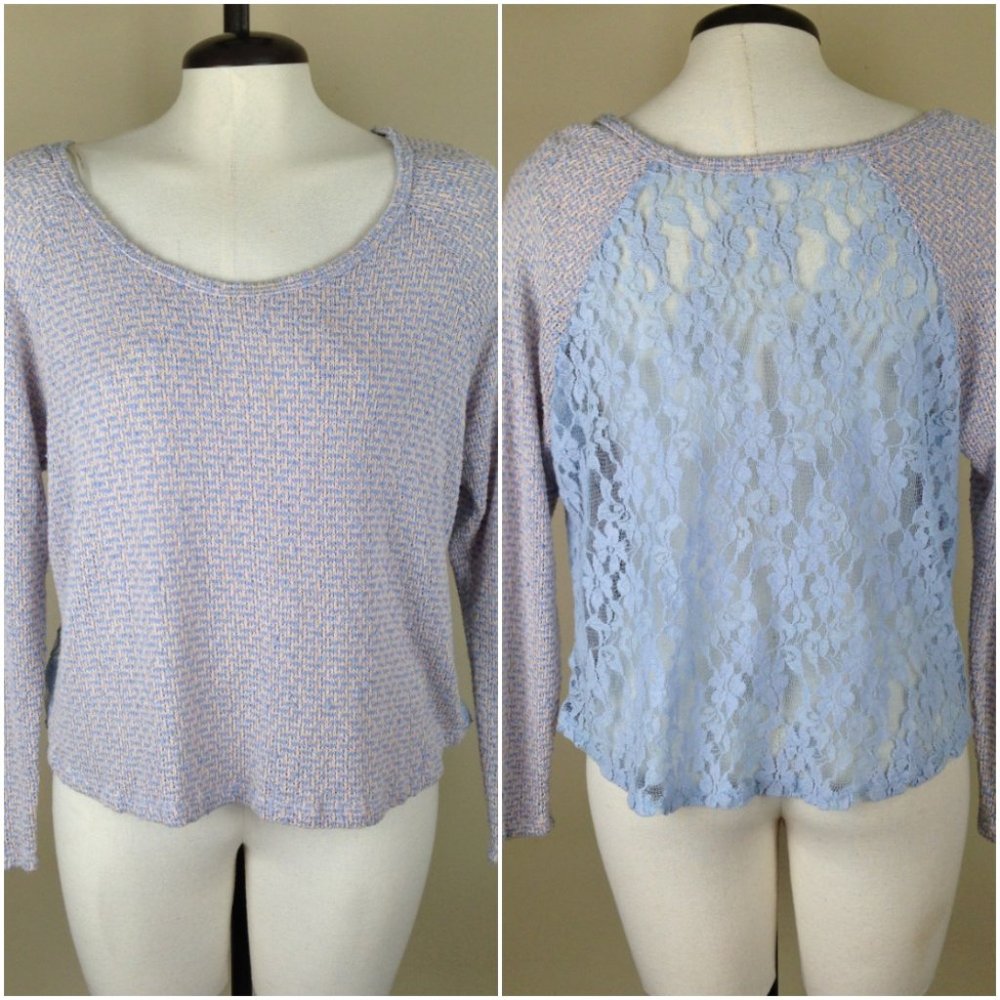 Blue Pepper Blue Knit Open Back Top
